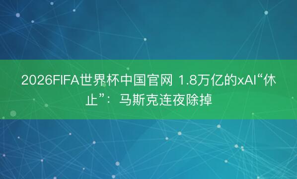 2026FIFA世界杯中国官网 1.8万亿的xAI“休止”：马斯克连夜除掉