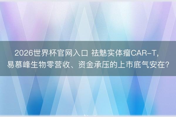 2026世界杯官网入口 祛魅实体瘤CAR-T， 易慕峰生物零营收、资金承压的上市底气安在?