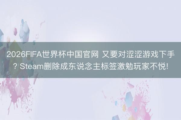 2026FIFA世界杯中国官网 又要对涩涩游戏下手? Steam删除成东说念主标签激勉玩家不悦!
