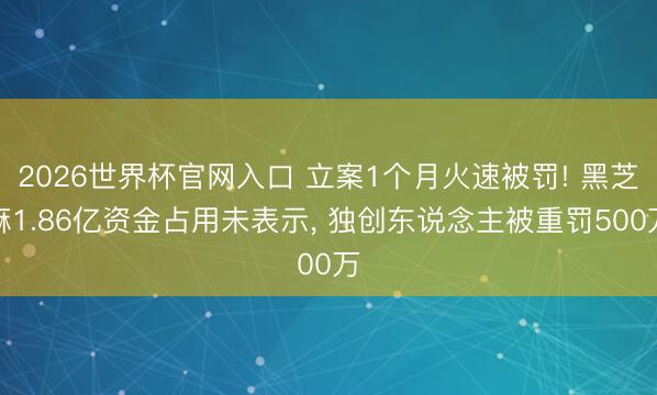 2026世界杯官网入口 立案1个月火速被罚! 黑芝麻1.86亿资金占用未表示， 独创东说念主被重罚500万