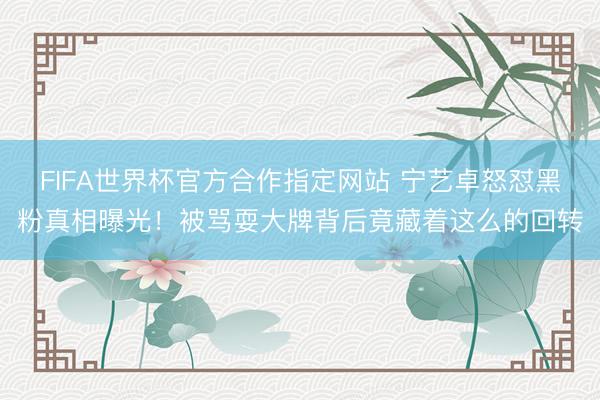 FIFA世界杯官方合作指定网站 宁艺卓怒怼黑粉真相曝光！被骂耍大牌背后竟藏着这么的回转