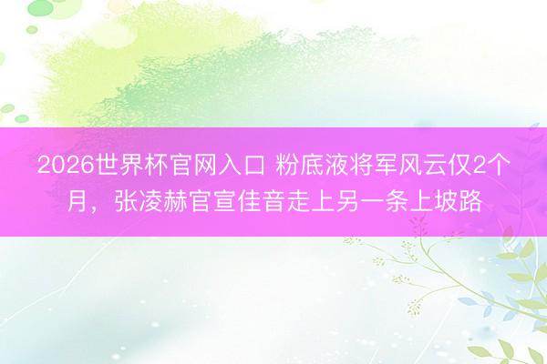 2026世界杯官网入口 粉底液将军风云仅2个月,张凌赫官宣佳音走上另一条上坡路