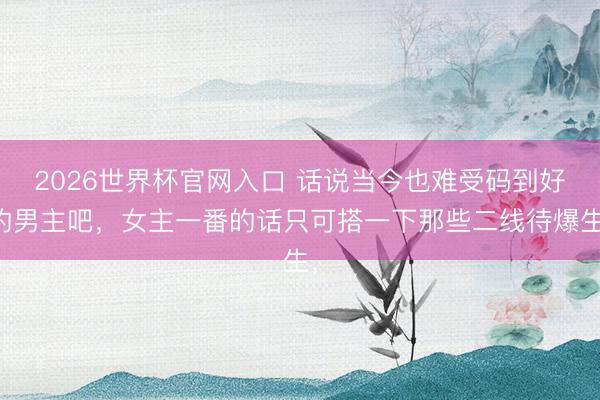 2026世界杯官网入口 话说当今也难受码到好的男主吧,女主一番的话只可搭一下那些二线待爆生,