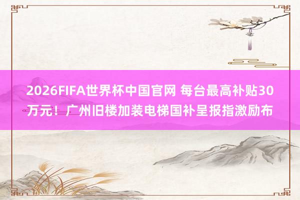 2026FIFA世界杯中国官网 每台最高补贴30万元!广州旧楼加装电梯国补呈报指激励布